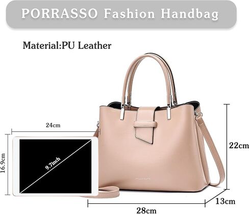 PORRASSO حقيبة يد الموضة المحافظ النساء حقائب بيد علوية السيدات حقيبة كروسبودي حقيبة بولي Leather حقائب كتف جلدية الأخضر in Kuwait