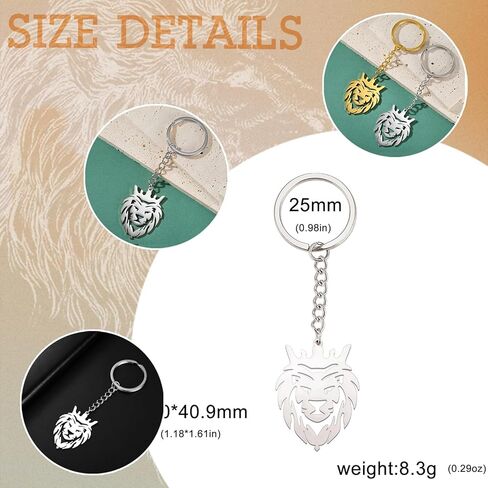 Dreamtimes Lion With King Crown Keychain for Men Stainless Steel Lion Punk Rock Keychain Bag Car Key Pendant Keychain in Saudi Arabia