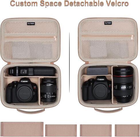 L LTGEM Medium Camera Case Bag Compatible with Canon/Sony/Nikon DSLR Mirrorless Camera and Multiple Lens, Hard Travel Carrying Case with 3 Dividers and Shoulder Strap, Black in Kuwait