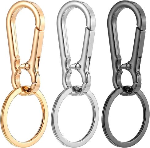 3 Pack Metal Keychain, KeyRing Clip Key Holder Organizer Small Carabiner Keychain Clip for Home Car Keys Silver Gold Black in Saudi Arabia