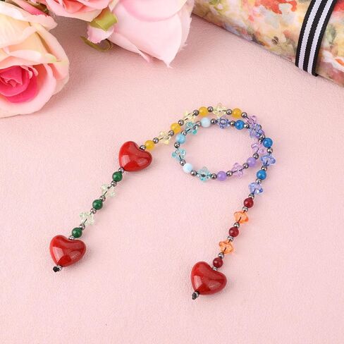 Heart Beaded Bag Charm, Colorful Beaded Chain Cute Heart Shaped Pendant for Women Bag Handbags Tote Purse Decoration Accessories & Keychain Gifts in Saudi Arabia