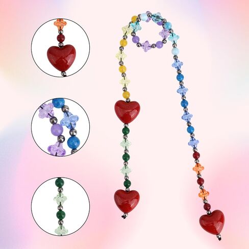 Heart Beaded Bag Charm, Colorful Beaded Chain Cute Heart Shaped Pendant for Women Bag Handbags Tote Purse Decoration Accessories & Keychain Gifts in Saudi Arabia