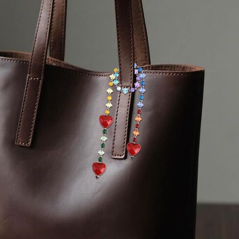 Heart Beaded Bag Charm, Colorful Beaded Chain Cute Heart Shaped Pendant for Women Bag Handbags Tote Purse Decoration Accessories & Keychain Gifts in Saudi Arabia