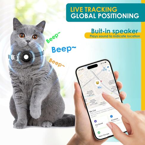Cat GPS Tracker, Waterproof Pet Tracker for Cats, Cat GPS Tracker Collar with Safety Elastic Buckle, Works with Any Collar,Compatible with Apple Find My App (Only iOS), No Monthly Fee, White in Kuwait