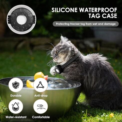 Cat GPS Tracker, Waterproof Pet Tracker for Cats, Cat GPS Tracker Collar with Safety Elastic Buckle, Works with Any Collar,Compatible with Apple Find My App (Only iOS), No Monthly Fee, White in Kuwait
