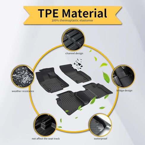 Floor Mats & Cargo Liner for Hyundai Kona 2024 2025 (Not for Electric Models) All Weather Automotive TPE Liners Set Anti-Slip Waterproof Floor Liners Accessories Black in Saudi Arabia