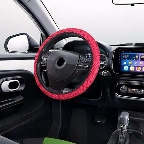 HAOBO Elastic Stretch Steering Wheel Cover, 15 Inch Automotive Steering Wheel Cover, Comfy Breathable Stretch Steering Wheel Protector, Ice-Silk Cloth Polyester Steering Wheel Cover for Men Women in Saudi Arabia