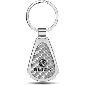 iPick Image سلسلة مفاتيح على شكل قبة فضية حقيقية من ألياف الكربون ومعدن كروم على شكل دمعة مرخصة رسميًا من أجل Buick in Kuwait