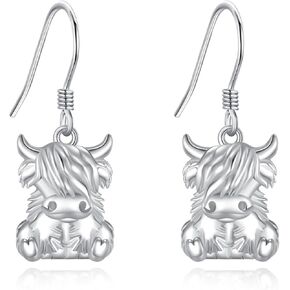 المرتفعات البقرة أقراط 925 الاسترليني الشظية المرتفعات البقرة لطيف استرخى القرط البقرة مجوهرات تحت عنوان هدايا للنساء in Kuwait