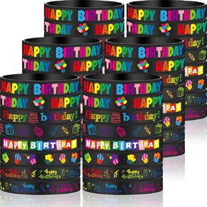 Cunno 30 Pcs Birthday Rubber Bracelets Colorful Silicone Stretch Wristbands Birthday Classroom Gifts for Kids Students Teacher Reward Back to School Birthday Party Favors Classroom Supplies (White) in Kuwait