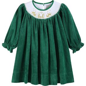 Lil cactus Baby and Girls Christmas Smocked Bishop Dress in Kuwait