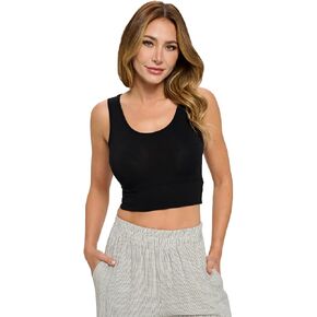 Women Crop Tank Tops, Sleeveless Double Lined Tank for Women, Viscose Made from Bamboo Top-Made in USA in Kuwait