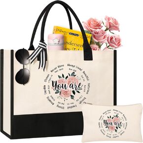 هدايا مسيحية من AYGE للنساء، هدية مشجعة للنساء، حقيبة بقالة قابلة لإعادة الاستخدام وحقيبة مكياج in Kuwait