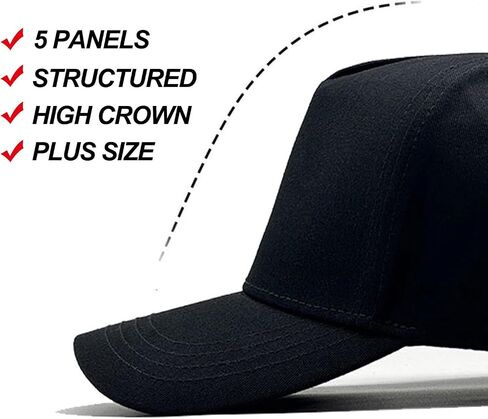 5 Panels Men's Baseball Caps High Crown Structured Cotton Blank Baseball Hats Oversize Curved Brim Sun Hats K316 in Saudi Arabia