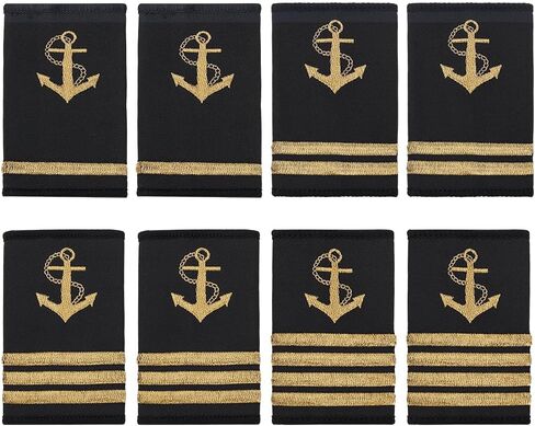 WEBEEDY 4 Styles Professional Uniform Bars Shoulder Boards Epaulets Embroidered Shoulder Epaulets Gold Anchor Shoulder Epaulets Navy Fleet Admiral Uniform Accessories (One,Two,Three,Four Bars) in Saudi Arabia