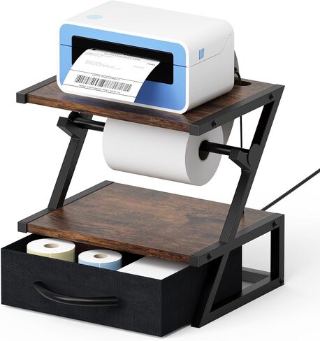 Label Holder for Rolls and Fan-Fold Labels, Shipping Thermal Label Holder with Drawer for Desktop Thermal Printer, Sticker Roll Holder, Label Printer Accessory Supplies for Home, Office Small Business in Saudi Arabia