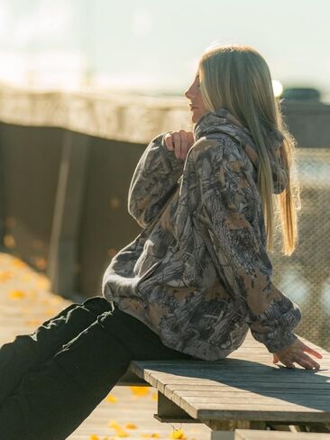 YKR Womens Camo Hoodie Maple Leaf Print Fleece Hooded Pullover Sweatshirt with Pocket in Saudi Arabia