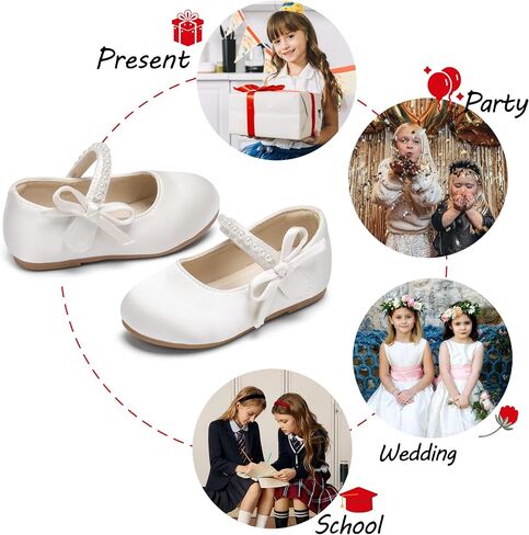 Toddler Flower Girl Dress Shoes - Little Girl Mary Janes Flats Wedding Party in Saudi Arabia