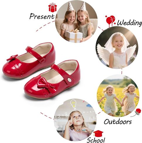 Toddler Flower Girl Dress Shoes - Little Girl Mary Janes Flats Wedding Party in Saudi Arabia