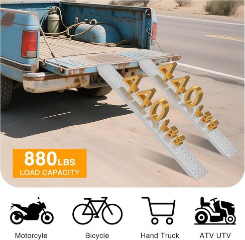 Nilight Loading Ramps, 62.6" x 9" Heavy Duty Steel Trailer Ramp, 440lbs Capacity for Bicycle, Motorcycle, Scooter, Moped & More, 1 Pack in Saudi Arabia