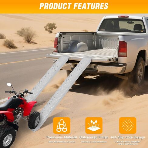 Nilight Loading Ramps, 62.6" x 9" Heavy Duty Steel Trailer Ramp, 440lbs Capacity for Bicycle, Motorcycle, Scooter, Moped & More, 1 Pack in Saudi Arabia