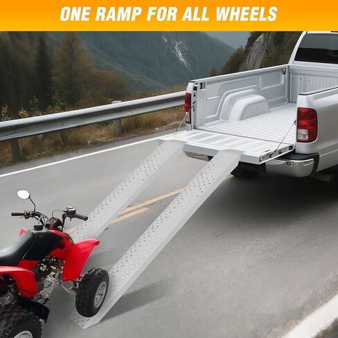 Nilight Loading Ramps, 62.6" x 9" Heavy Duty Steel Trailer Ramp, 440lbs Capacity for Bicycle, Motorcycle, Scooter, Moped & More, 1 Pack in Saudi Arabia