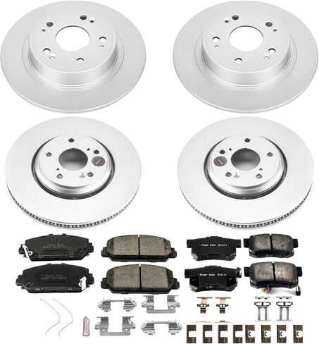 Power Stop KOE7529 مجموعة فرامل بديلة أمامية وخلفية متخصصة - دوارات فرامل OE ووسادات فرامل سيراميك لـ Acura ILX 2017-2022 [نموذج محدد] in Saudi Arabia