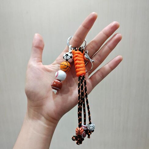 XAM Sports Ball Keychain - Handmade Woven Basketball, Baseball & Football Charm for Bags & Keys in Saudi Arabia