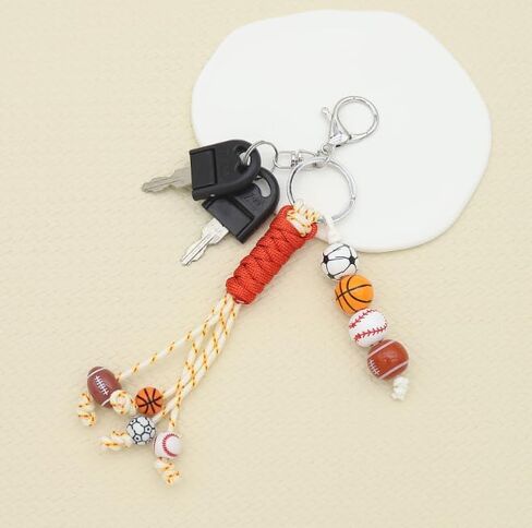 XAM Sports Ball Keychain - Handmade Woven Basketball, Baseball & Football Charm for Bags & Keys in Saudi Arabia
