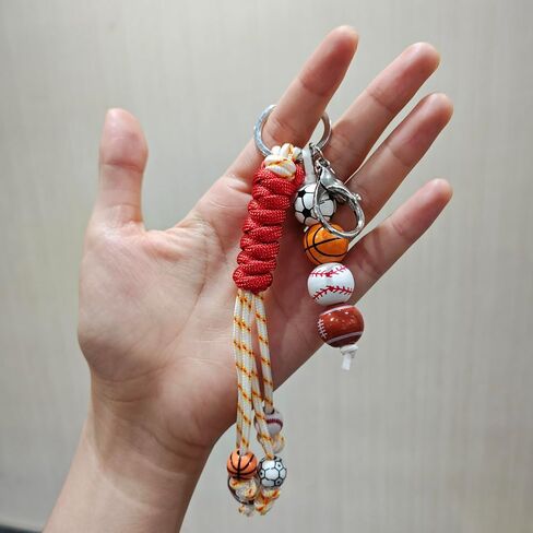 XAM Sports Ball Keychain - Handmade Woven Basketball, Baseball & Football Charm for Bags & Keys in Saudi Arabia
