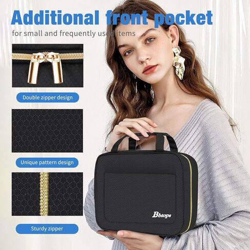 Toiletry Bag for Women, Large Hanging Travel Toiletry Bag with Hanging Hook,Water-resistant Makeup Bag Cosmetic Organizer for Full Sized Toiletries, Accessories(Pink) in Kuwait