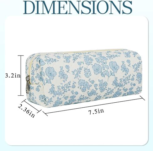 Quilted Makeup Brush Bag, Travel Cosmetic Organizer Pouch for Brushes & Essentials, Small Cotton Floral Makeup Bag for Women Girls in Saudi Arabia
