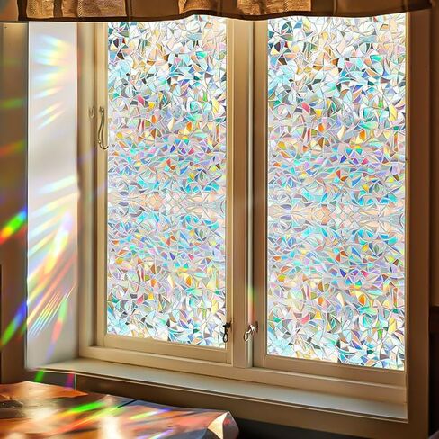 Generic Rainbow Window Clings, 3D Crescent Decorative Window Film, Stained Glass Window Film, Static Cling, 11.8 x 78.7 in in Saudi Arabia
