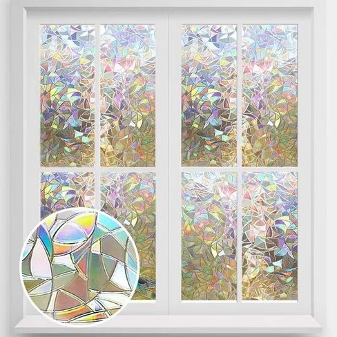 Generic Rainbow Window Clings, 3D Crescent Decorative Window Film, Stained Glass Window Film, Static Cling, 11.8 x 78.7 in in Saudi Arabia