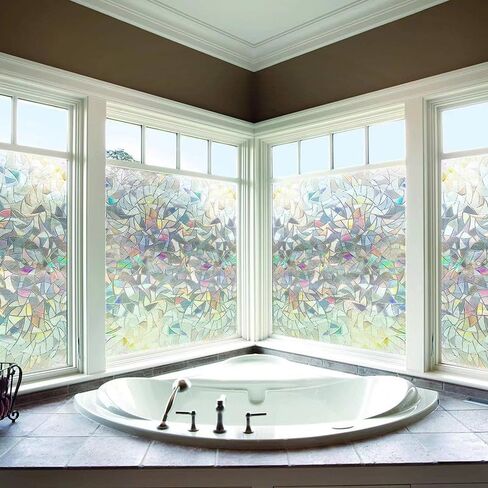 Generic Rainbow Window Clings, 3D Crescent Decorative Window Film, Stained Glass Window Film, Static Cling, 11.8 x 78.7 in in Saudi Arabia