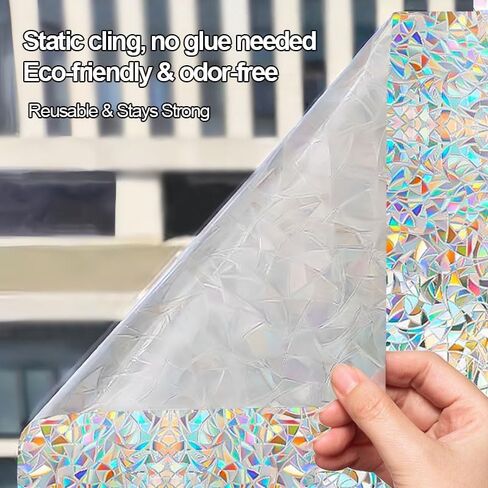 Generic Rainbow Window Clings, 3D Crescent Decorative Window Film, Stained Glass Window Film, Static Cling, 11.8 x 78.7 in in Saudi Arabia