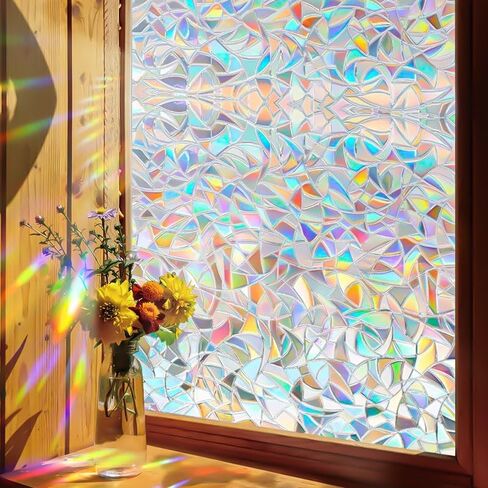 Generic Rainbow Window Clings, 3D Crescent Decorative Window Film, Stained Glass Window Film, Static Cling, 11.8 x 78.7 in in Saudi Arabia