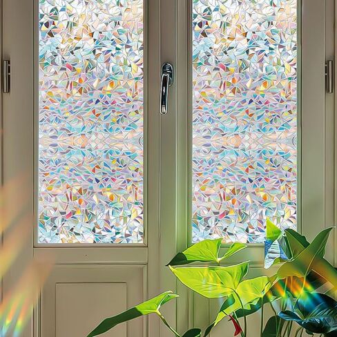Generic Rainbow Window Clings, 3D Crescent Decorative Window Film, Stained Glass Window Film, Static Cling, 11.8 x 78.7 in in Saudi Arabia
