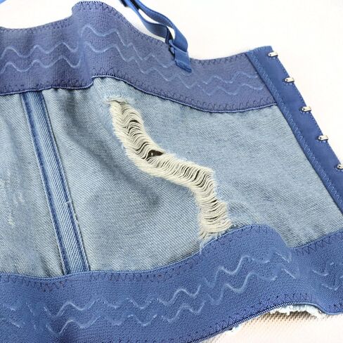 ELLACCI Women's Destructed Denim Bustier Crop Top Jeans Corset Top in Saudi Arabia