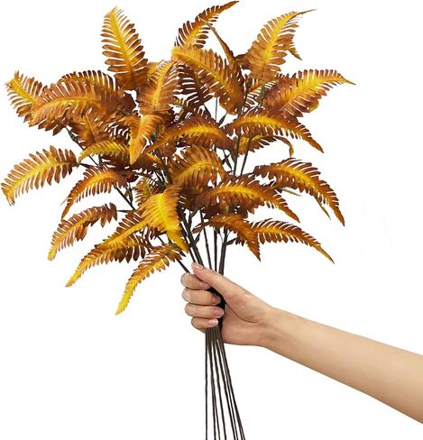 8PCS Fall Leaves Stems, 31" Long Fake Boston Ferns Stems Autumn Artificial Ferns Plants for Tall Vase Fall Table Centerpiece Thanksgiving Decor in Kuwait