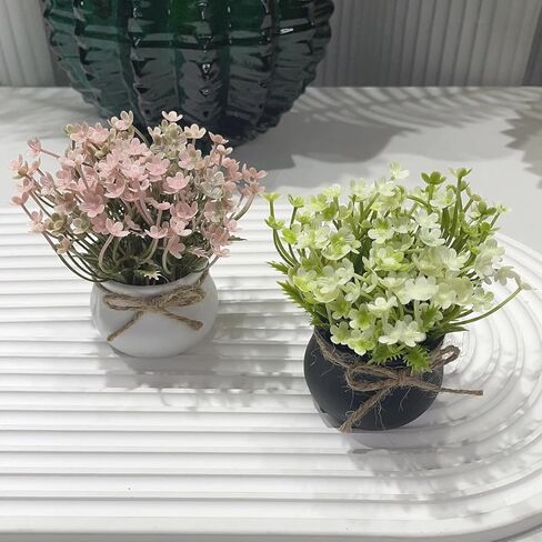 Fake Wildflowers Plants Pot Artificial Flowers Faux Floral Arrangements Centerpieces for Tables Decor Birthday Gifts for Her (Pink, 10x5x5cm) in Saudi Arabia