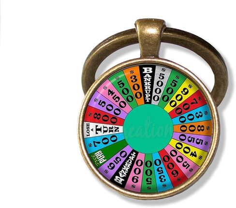Wheel of Fortune Fan Lovers Game Show Handmade ROUND Glass Pendant KEY RING keychain in Kuwait