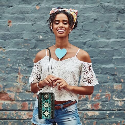 small western Crossbody flower Cell Phone wallet Purse for women Western Tooled PU Leather With Strap and coin pocket in Saudi Arabia