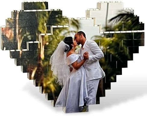 Brick Your Pic Custom Heart Shaped Photo Brick - Unique Personalized Gift for Adults Couples Family - A Fun and Romantic Way to Save Your Memories in Saudi Arabia