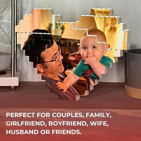 Brick Your Pic Custom Heart Shaped Photo Brick - Unique Personalized Gift for Adults Couples Family - A Fun and Romantic Way to Save Your Memories in Saudi Arabia