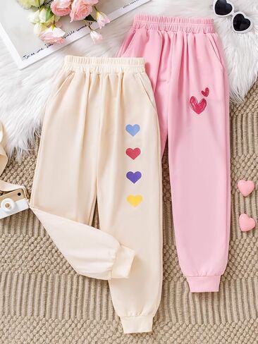 Girls 3 Pack Packpants Athletic High Pherged joggers pants Black Gray Pink 6-12y in Saudi Arabia
