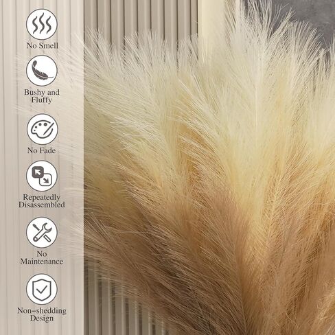 9 Pcs Black Pampas Grass Decor, 38Inch Tall Faux Pompous Grass Bulk, Long Artificial Pompas Floral Feathers for Floor Vase,Gothic Room Decoration,Wedding,Party,Halloween,Home and Boho Decor in Kuwait