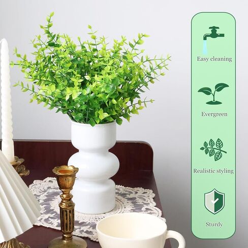 Grever 10 Bundles Artificial Greenery Plants UV Resistant Plastic Boxwood Shrubs Fake Faux Eucalyptus for Kitchen Office Garden Porch Farmhouse Window Home and Indoor Outdoor Decor in Saudi Arabia