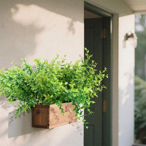 Grever 10 Bundles Artificial Greenery Plants UV Resistant Plastic Boxwood Shrubs Fake Faux Eucalyptus for Kitchen Office Garden Porch Farmhouse Window Home and Indoor Outdoor Decor in Saudi Arabia