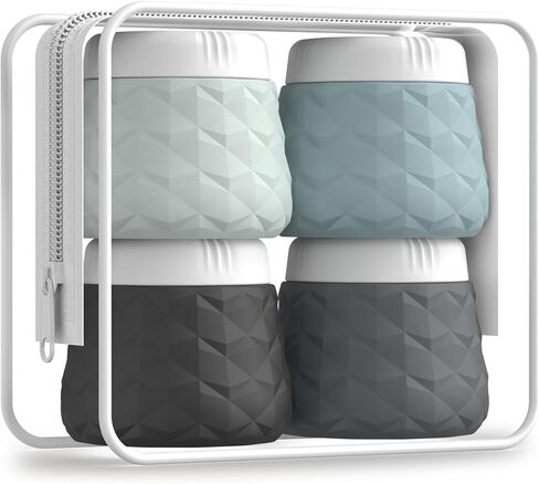 Travel Size Containers for Toiletries, TSA Approved Travel Size Toiletries Silicone Cosmetic Cream Jars, Leak-Proof Refillable Containers W/Clear Bag (GRAY, 3OZ) in Kuwait